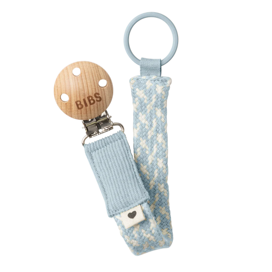 BIBS Pacifier Clip - Baby Blue & Ivory